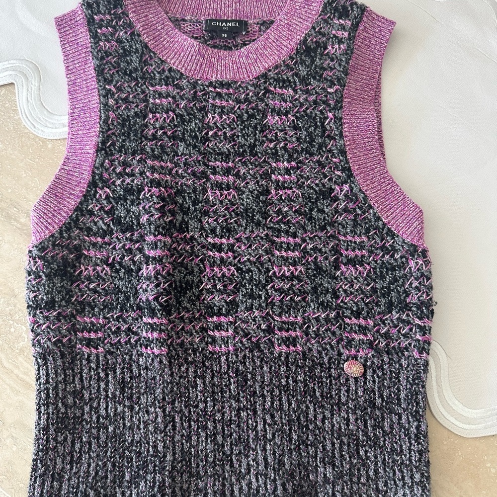 Chanel Pink and Black Sweater Vest